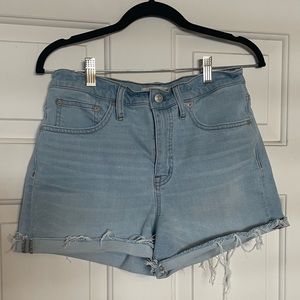 Madewell Light Wash Raw Hem High Rise Denim Jean Shorts Women's‎ Size 28